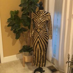 Black & Gold Sequin Party Dress Size Small